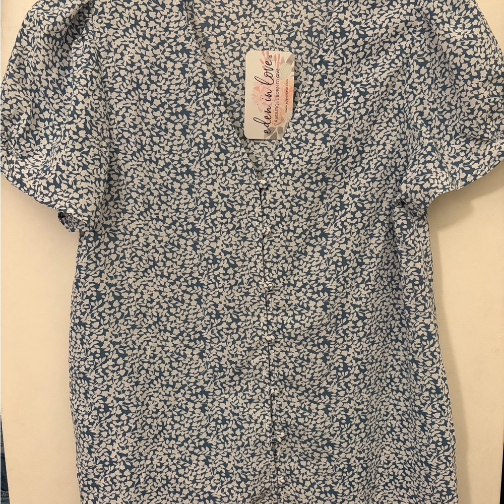 Eden in Love brand Blue and White Floral Blouse